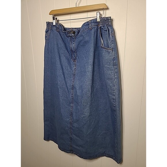 Vintage Mainstreet Blues Denim Maxi Long Denim Blue Skirt Womens Size 22W - Picture 2 of 7